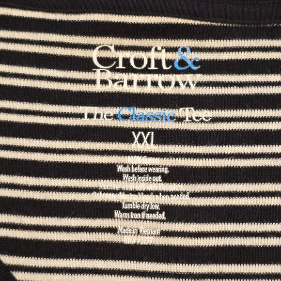 Croft & Barrow Womens The Classic Tee Size XXL Black/White Stripe V-Neck NWT - Picture 4 of 11